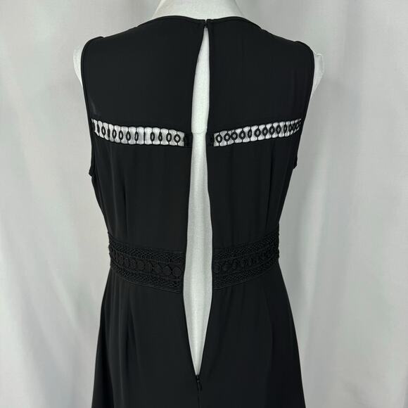 Ann Taylor Black Size 4 Midi Dress Embroidered Cutout Fit Flare Summer Beachy - Picture 5 of 8